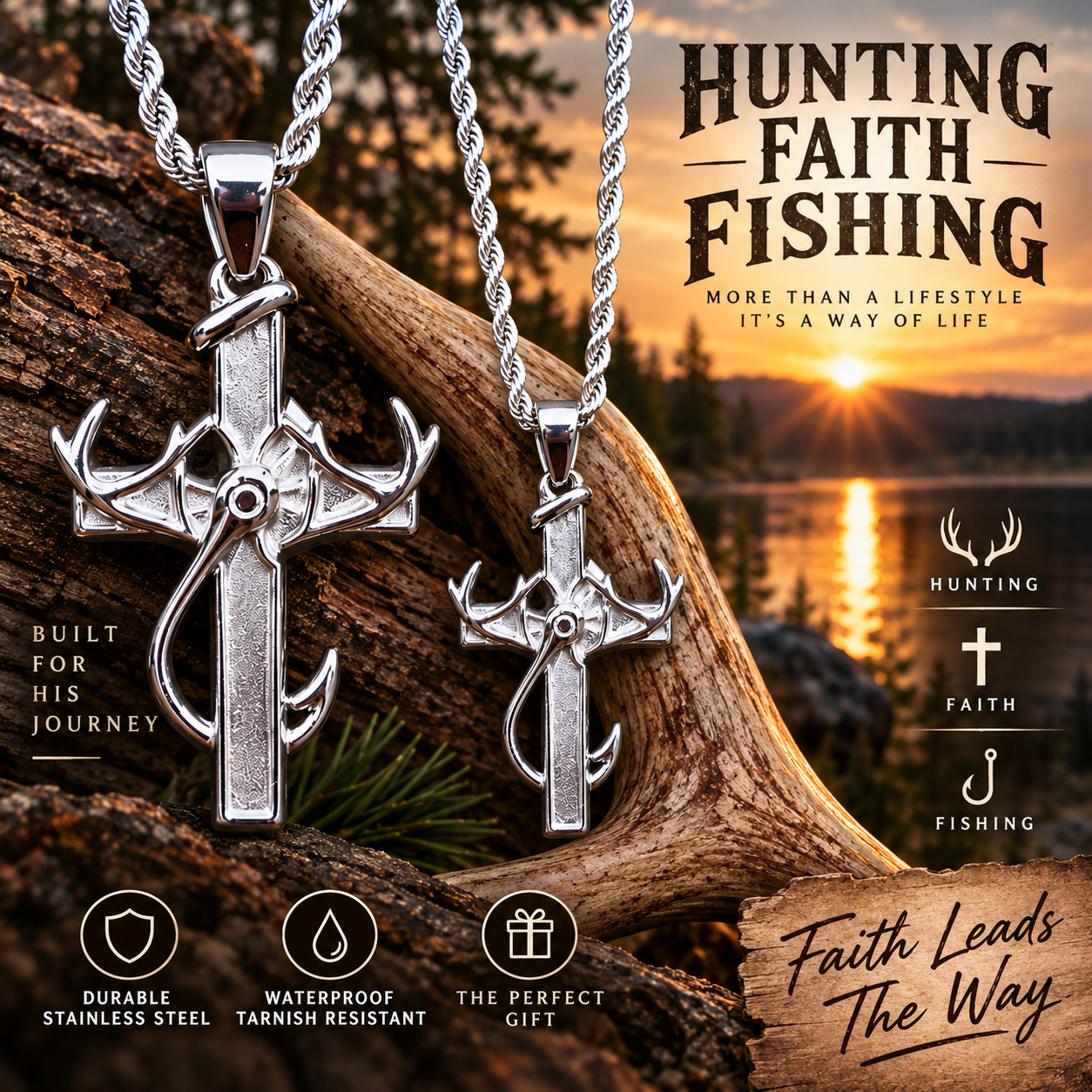 cross with fishing hook Hunting, Faith & Fishing