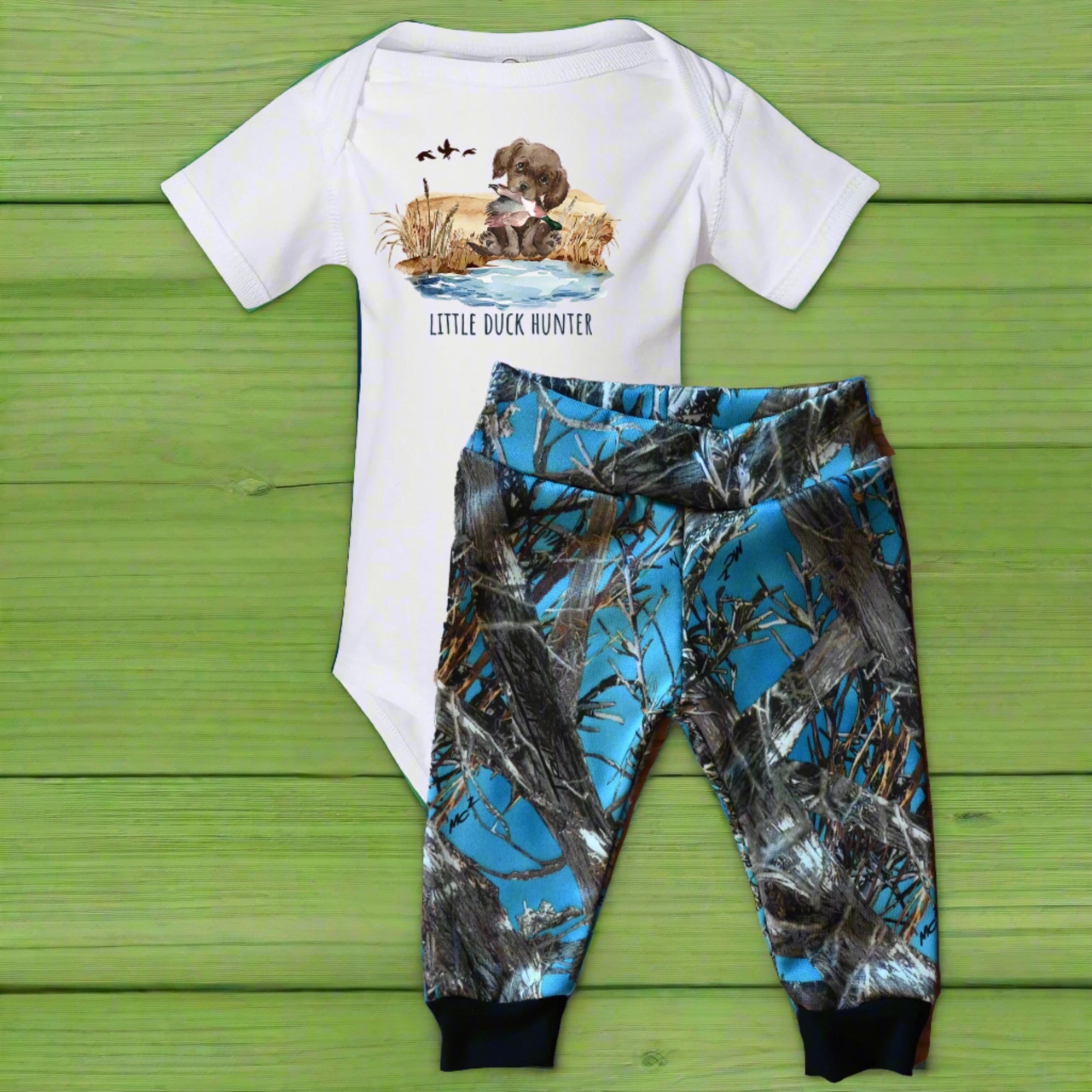 Orange Duck Hunting Onesie Little Duck Hunter Piece Pant Set – You