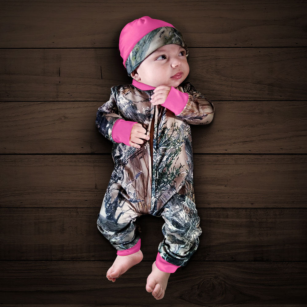 Bodysuit Infant Girl Hunting Clothes Camo Baby Zipper Onesie