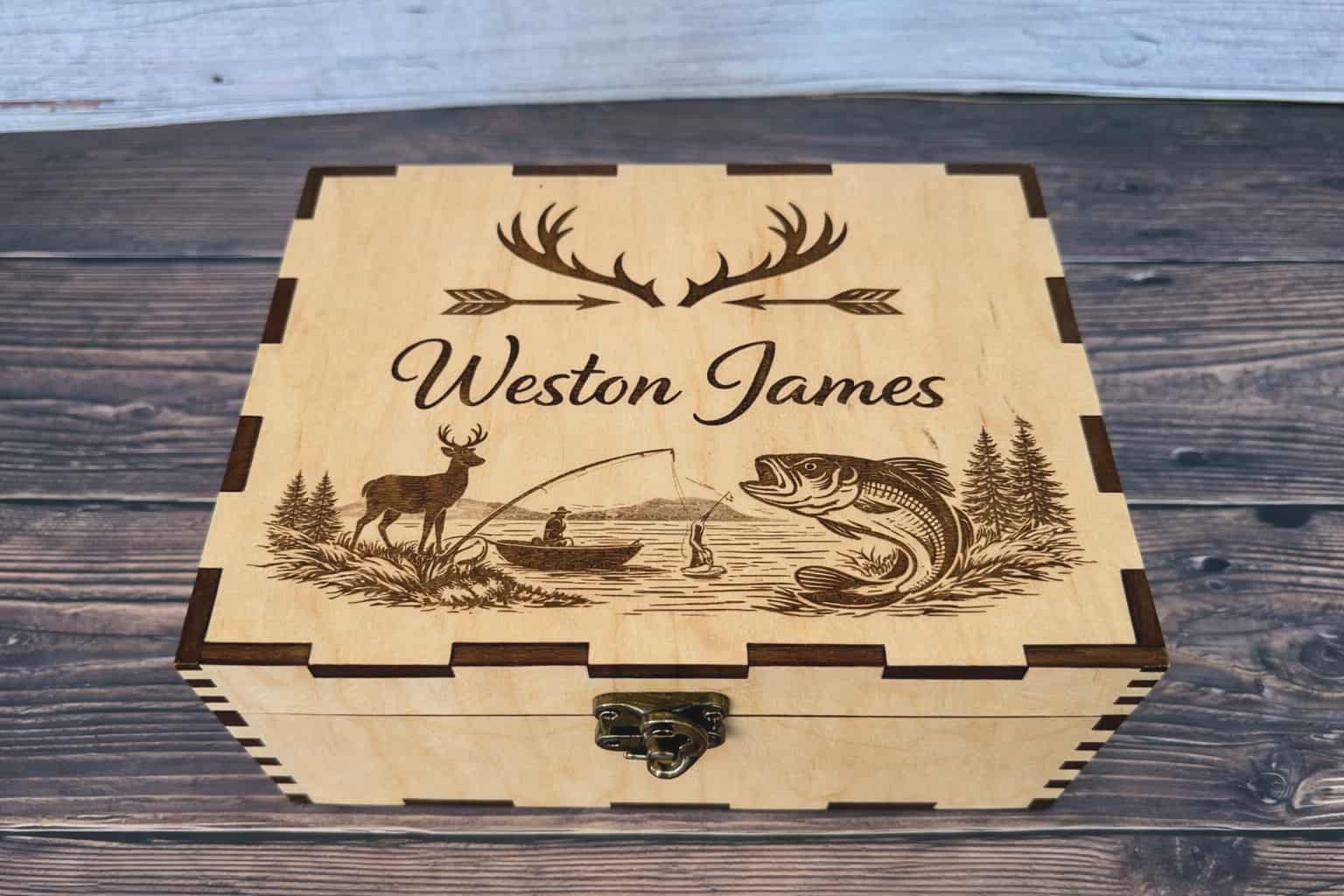 Hunting Keepsake Box for Kids | Antler-Fish Heirloom Memory Box – You ...