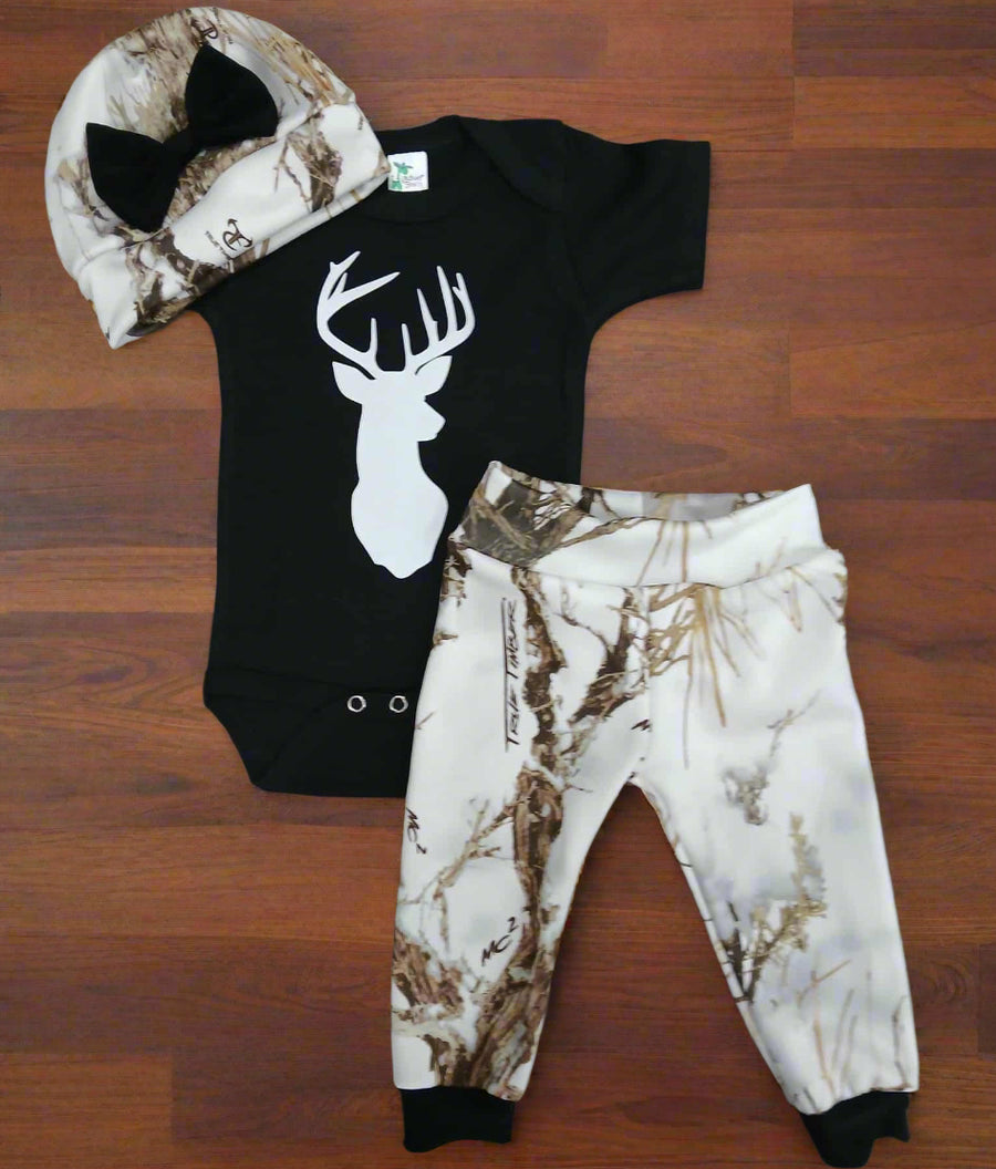White Buck Girl Boy Option MC2 Snow Pant & Hat Set