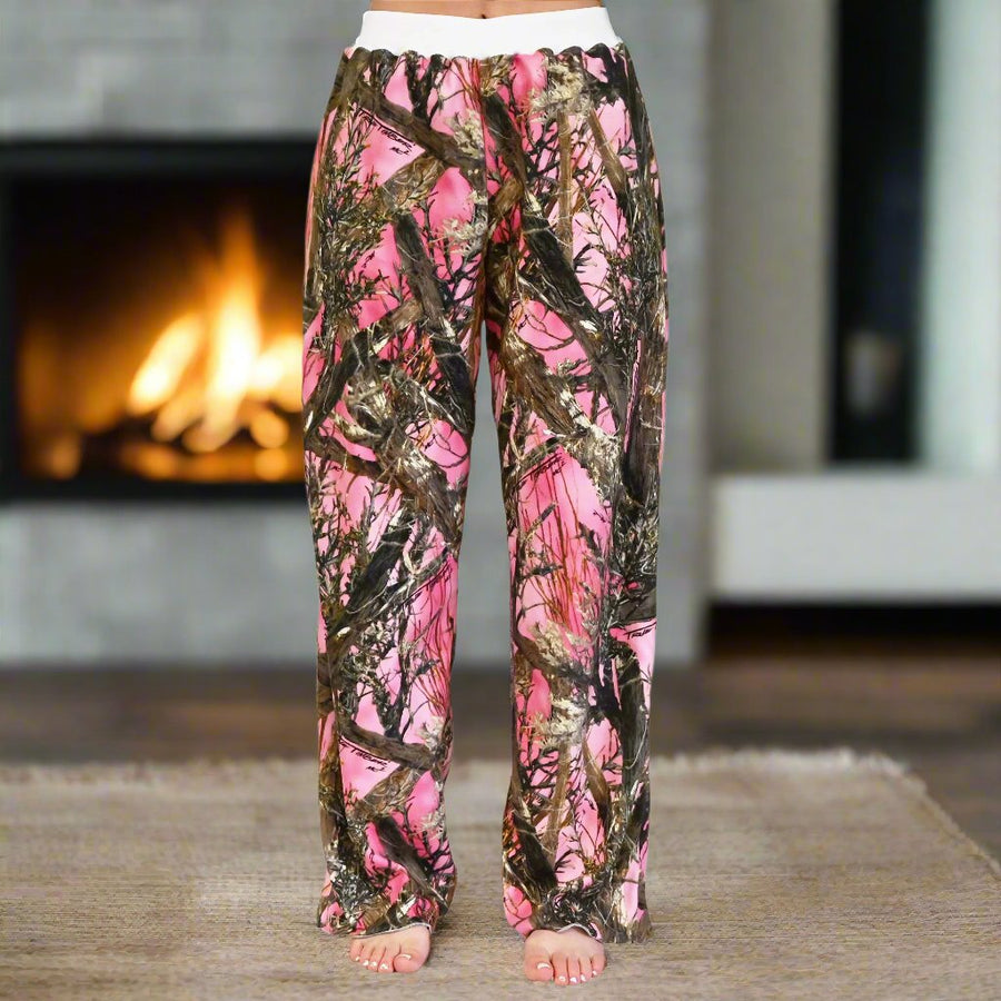 Pink Microfleece Comfy Lounge Pants – You Had Me At Camo