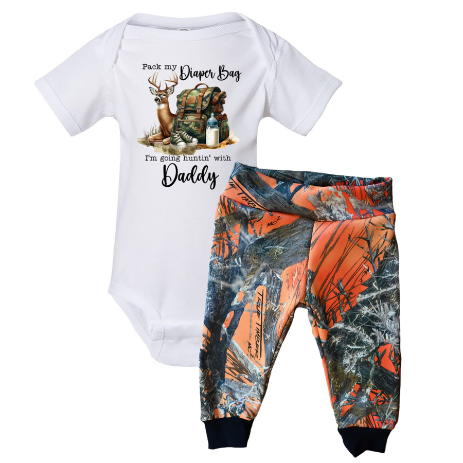 Pack My Diaper Bag I'm Going Huntin' With Daddy Two Piece Pant Set