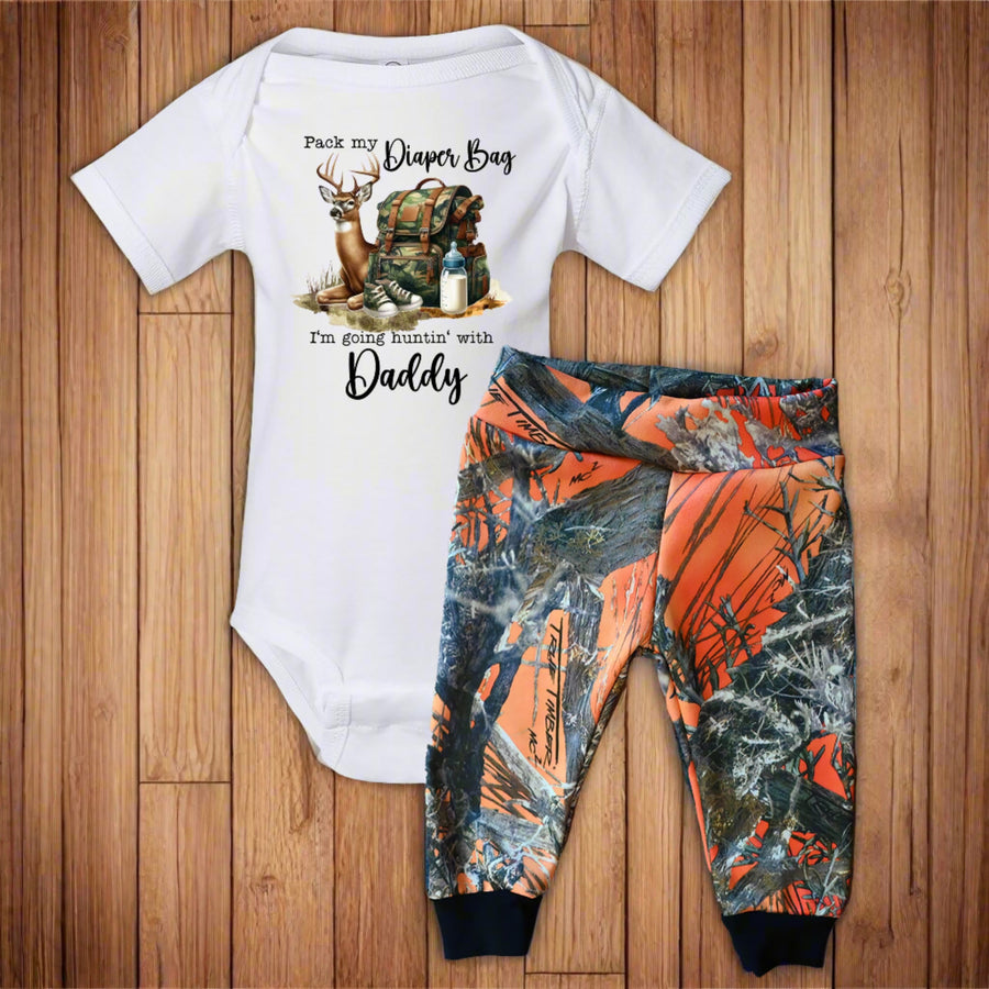 Pack My Diaper Bag I'm Going Huntin' With Daddy Two Piece Pant Set