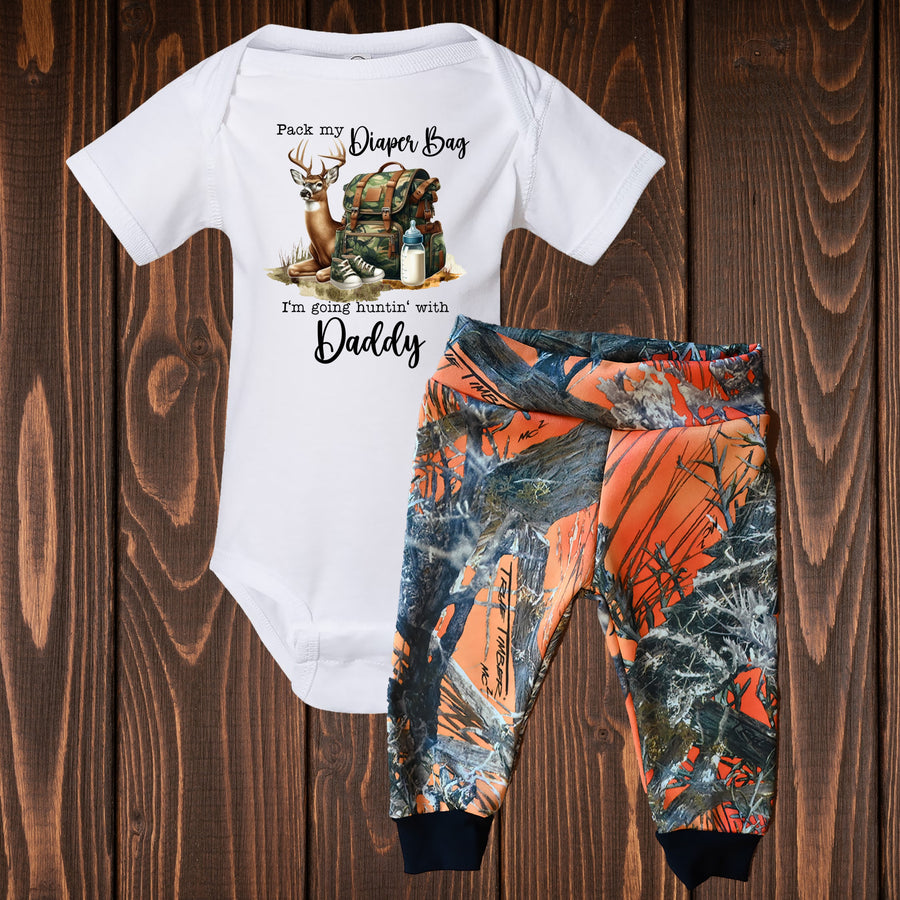 Pack My Diaper Bag I'm Going Huntin' With Daddy Two Piece Pant Set