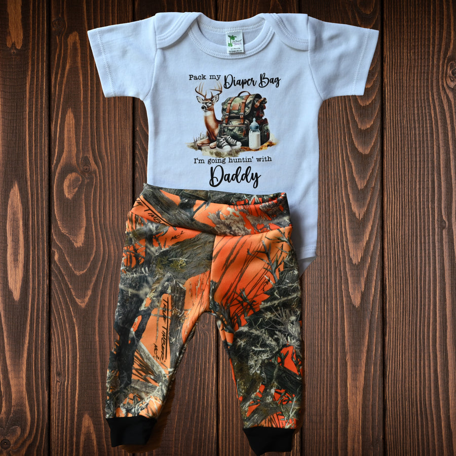 Pack My Diaper Bag I'm Going Huntin' With Daddy Two Piece Pant Set