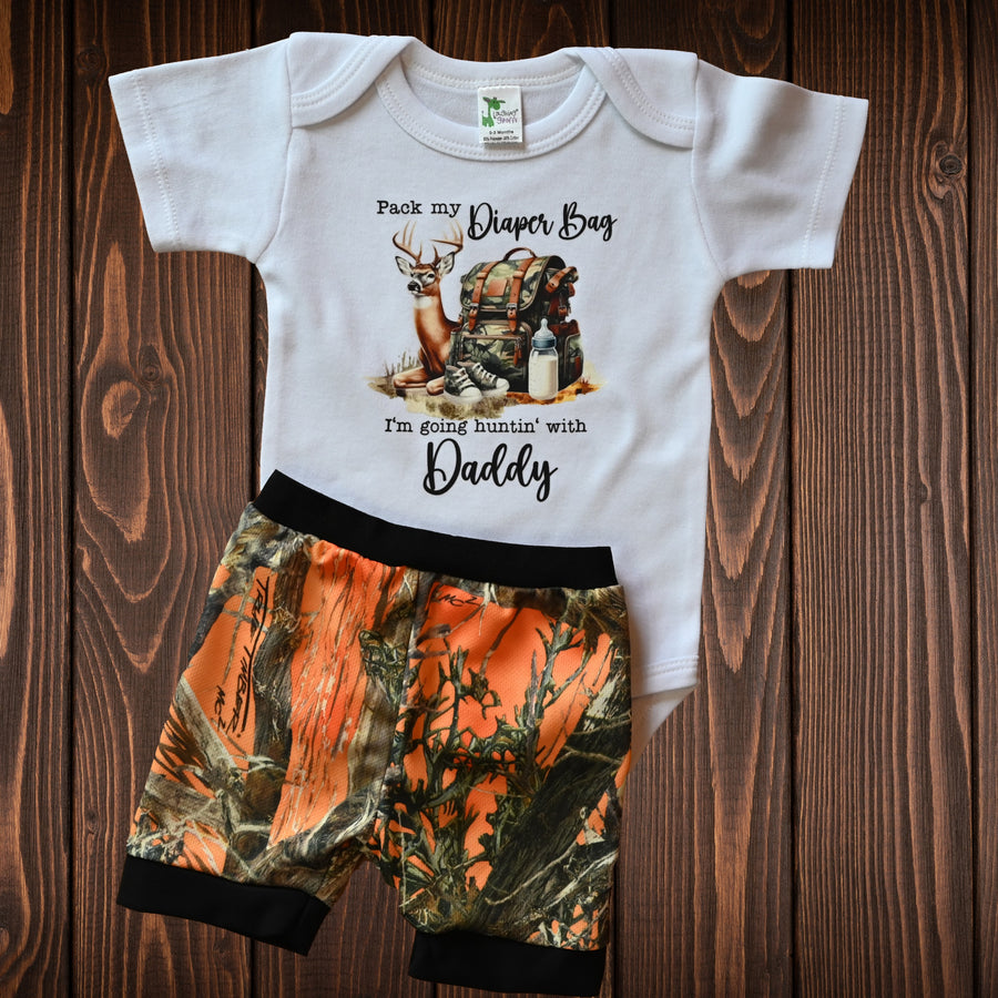 Pack My Diaper Bag Going Huntin' With Daddy 2 Piece Short Set