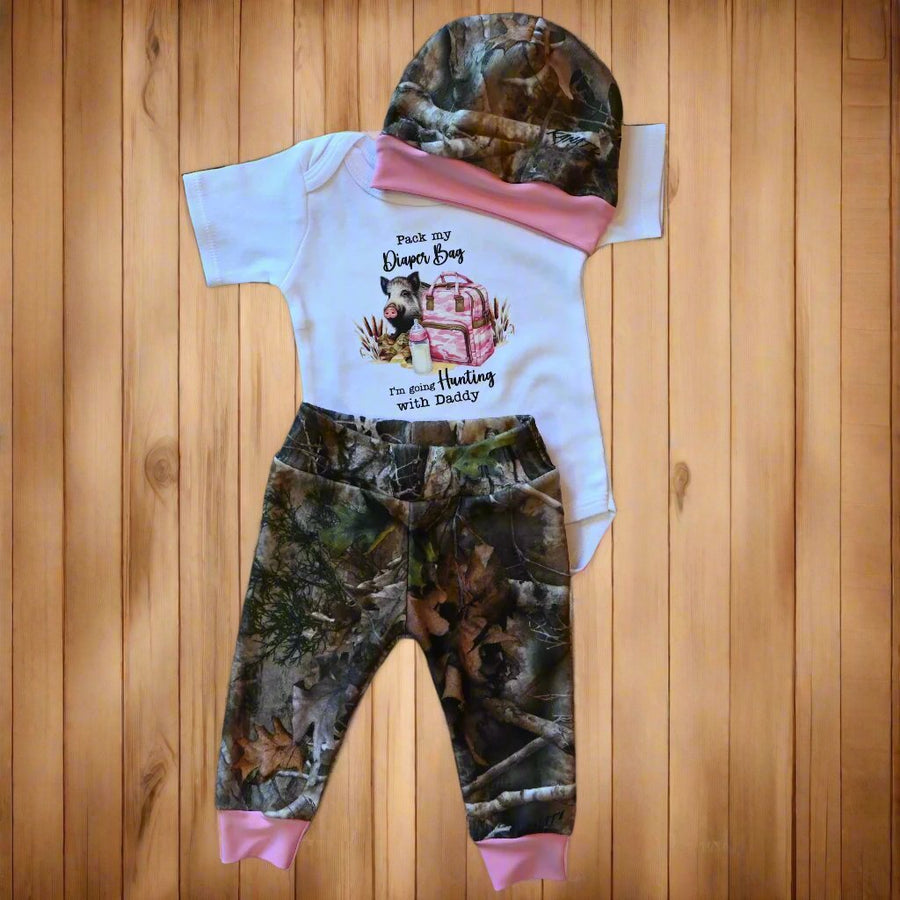 Pig Pack Diaper Girl Version Pant and Hat Set