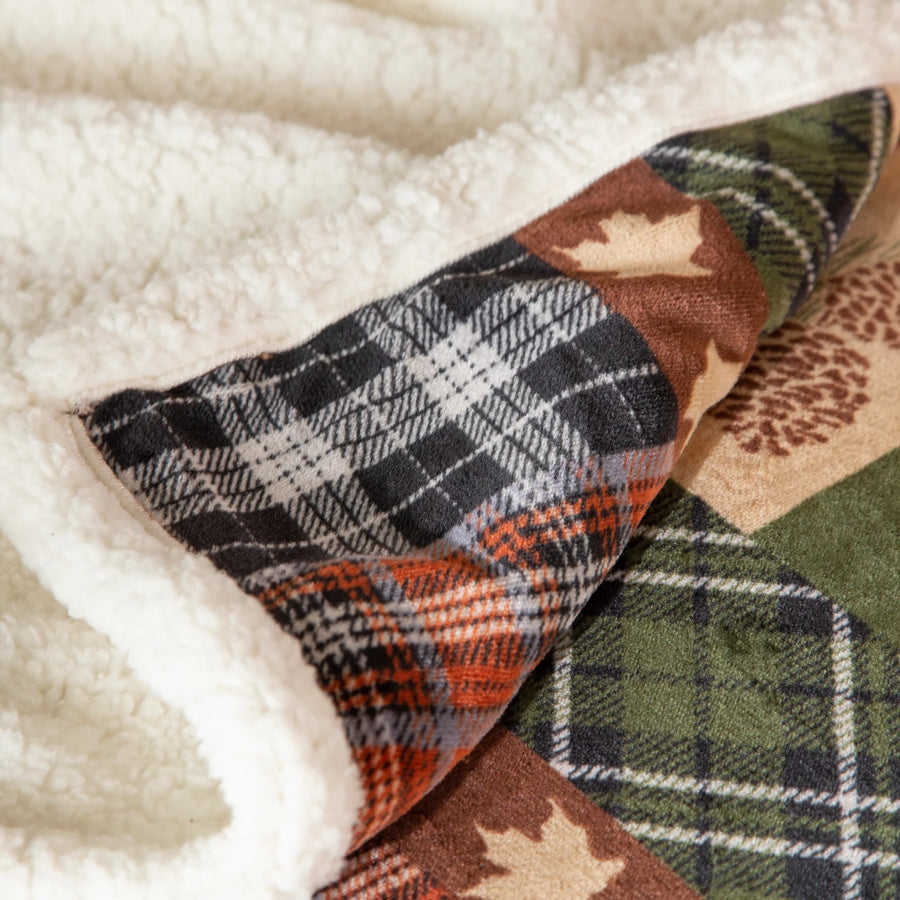 Tree Plaid Sherpa Plush Comforter Set