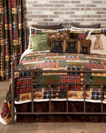 Tree Plaid Sherpa Plush Comforter Set