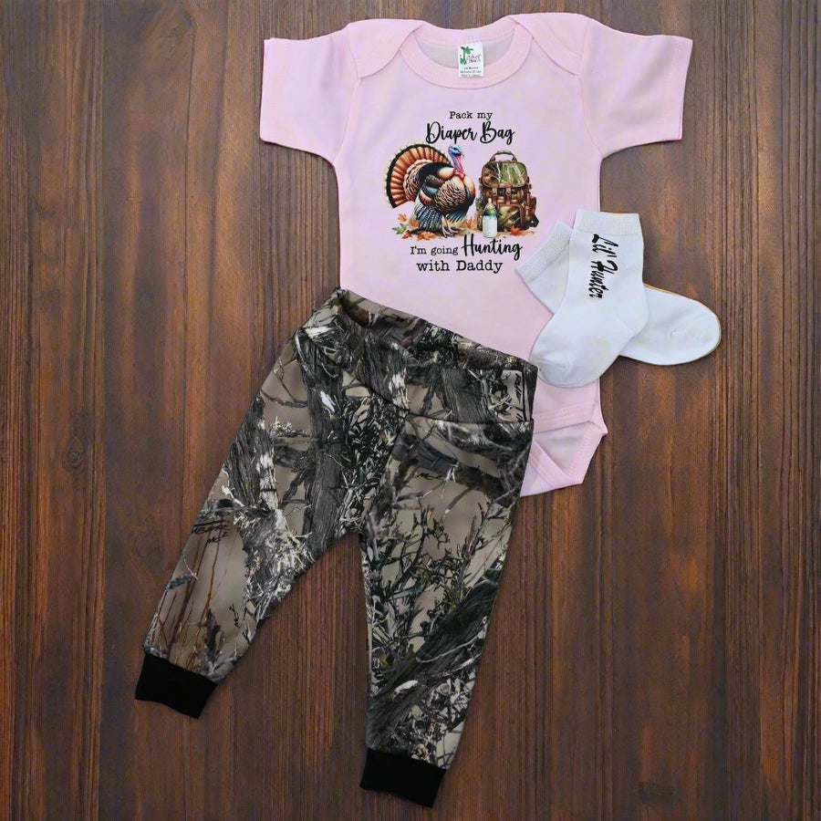 Turkey Hunting Pack Diaper Bag Pant Set With Sock Option