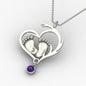 Baby Feet Heart Birthstone Necklace Pendant-
