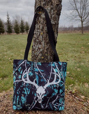 Serenity Camo Tote Bag with Skull and Antlers-1256