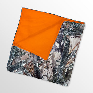 Hunting Camo Fleece Baby Blanket with Orange Backing