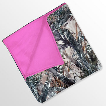 Hunting Camo Fleece Baby Blanket with Pink Backing